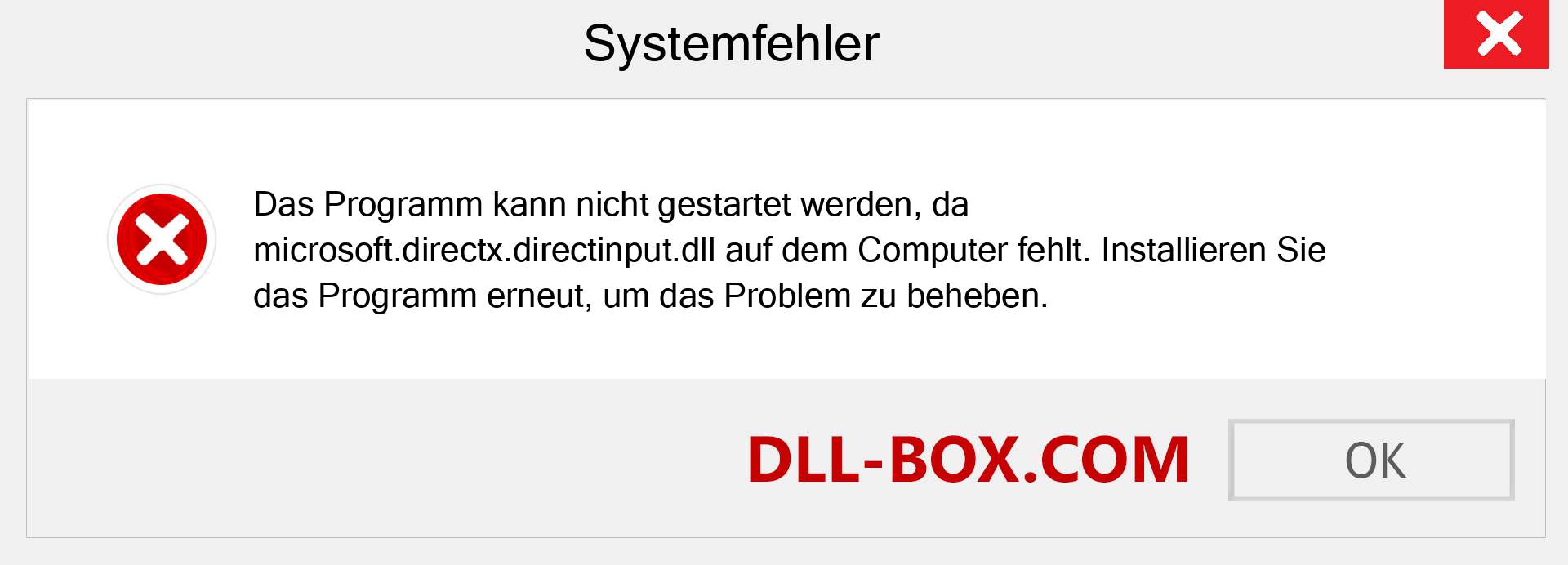 microsoft.directx.directinput.dll-Datei fehlt?. Download für Windows 7, 8, 10 - Fix microsoft.directx.directinput dll Missing Error unter Windows, Fotos, Bildern