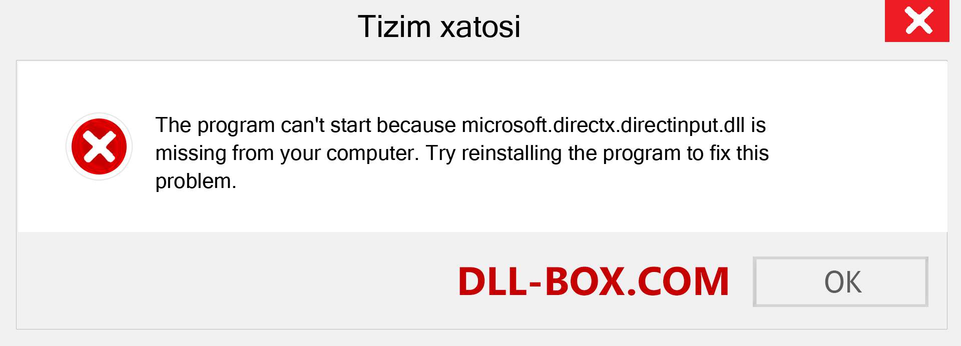 microsoft.directx.directinput.dll fayli yo'qolganmi?. Windows 7, 8, 10 uchun yuklab olish - Windowsda microsoft.directx.directinput dll etishmayotgan xatoni tuzating, rasmlar, rasmlar